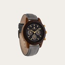 The CHRONUS Cosmic Night Grey features a classic SEIKO VD54 chronograph movement, scratch resistant sapphire coated glass and stainless steel enforced strap links. The watch is made of black sandalwood and has a black dial with golden details. Handcrafted