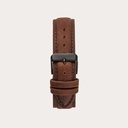 The Pecan Band is made of genuine leather and a metal buckle clasp and is naturally dyed with a light brown hue. The Pecan Band 20mm fits the 40mm MINIMAL Collection.