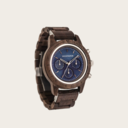 The CHRONUS Collection features a classic SEIKO VD54 chronograph movement, scratch resistant sapphire coated glass and stainless steel enforced strap links. The CHRONUS Sapphire Silver is made of American walnut wood and has a blue dial with silver detail